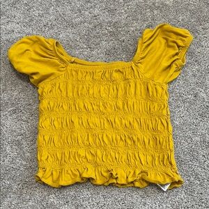 Yellow Smocked Puff Sleeve Top